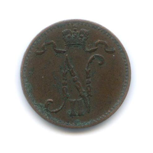 1 пенни 1908 — Для Финляндии. Вензель Николая II