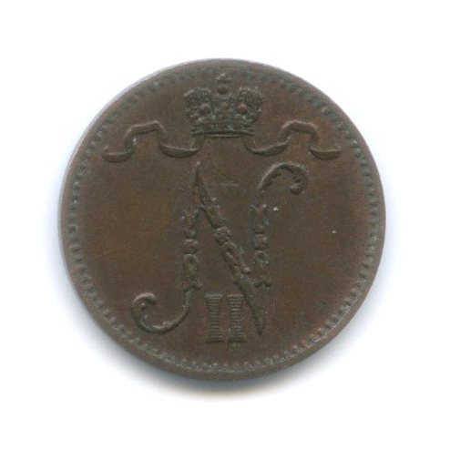 1 пенни 1907 — Для Финляндии. Вензель Николая II