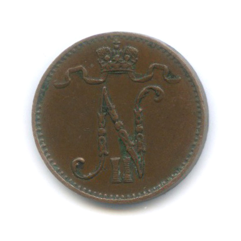1 пенни 1908 — Для Финляндии. Вензель Николая II