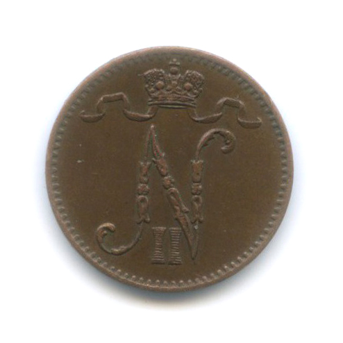 1 пенни 1905 — Для Финляндии. Вензель Николая II