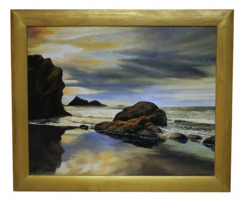 Картина «У моря» (45×55 см, масло, картон, в деревянной рамке)