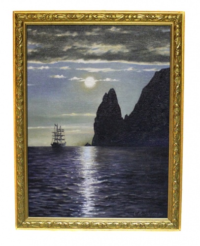 Картина «Вечер» (35×45 см, масло, холст на картоне, в рамке)
