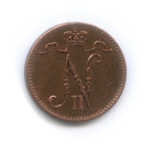 1 пенни 1915 — Для Финляндии. Вензель Николая II