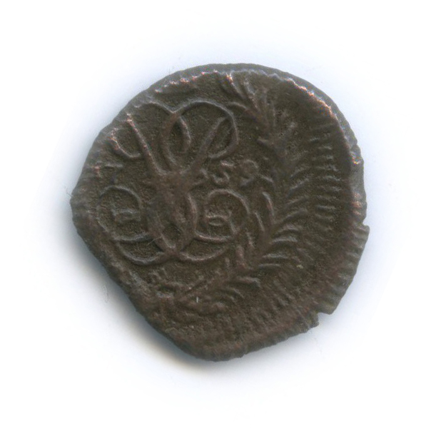 Полушка 1759 — (¼ копейки), брак чеканки - край листа
