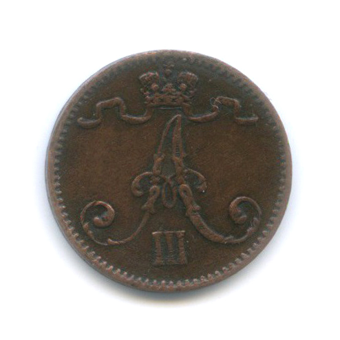 1 пенни 1893 — Для Финляндии. Вензель Александра III