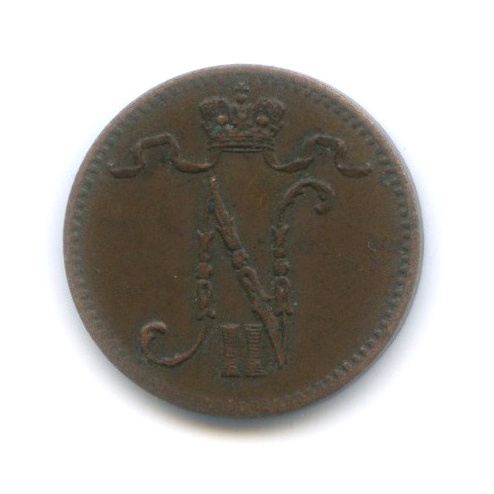 1 пенни 1912 — Для Финляндии. Вензель Николая II