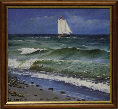 Картина «Берег» (масло, холст на картоне, 35×32 см)