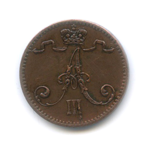 1 пенни 1883 — Для Финляндии. Вензель Александра III