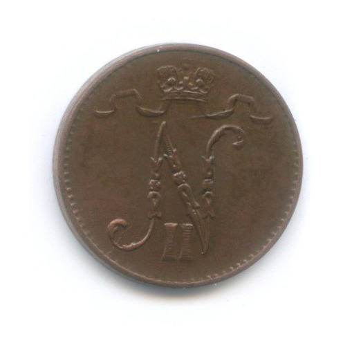 1 пенни 1915 — Для Финляндии. Вензель Николая II