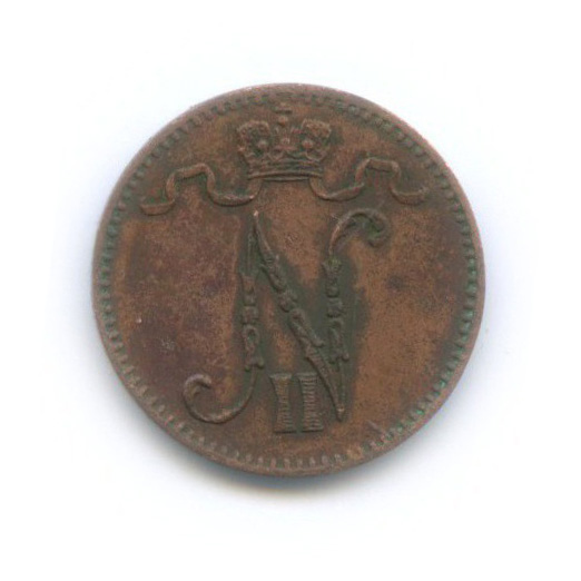 1 пенни 1908 — Для Финляндии. Вензель Николая II