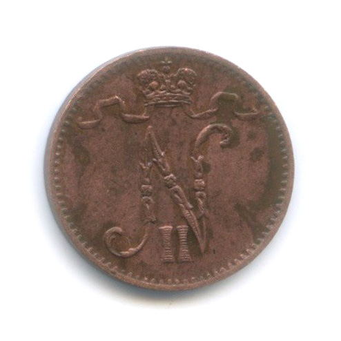 1 пенни 1912 — Для Финляндии. Вензель Николая II