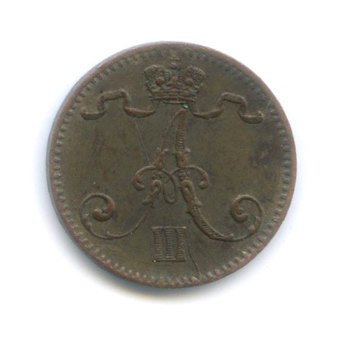 1 пенни 1883 — Для Финляндии. Вензель Александра III