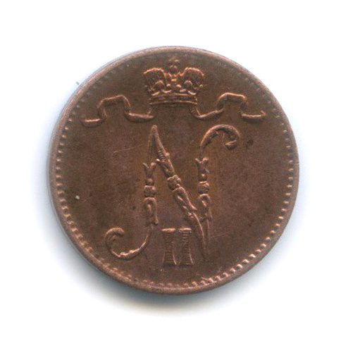 1 пенни 1913 — Для Финляндии. Вензель Николая II