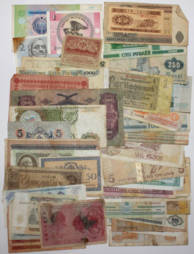 Лот банкнот (разные страны, 91 шт.)