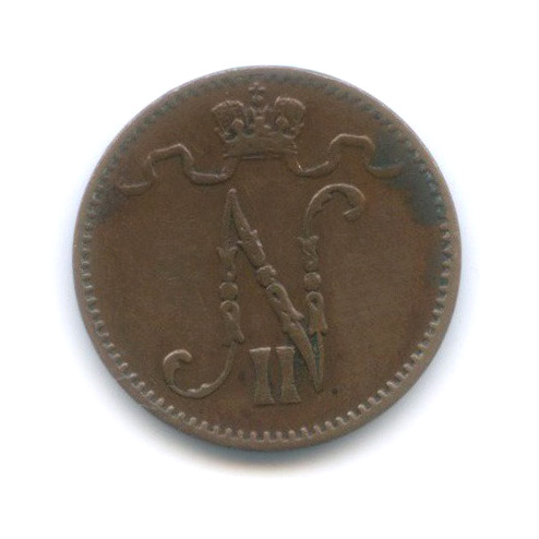 1 пенни 1913 — Для Финляндии. Вензель Николая II