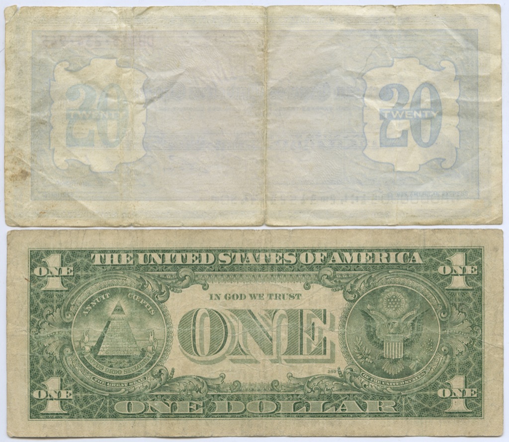 Бумажный доллар цена. Купюра 20 долларов 1988 года. Доллары начала 20 века. 1 Доллар 20 века. Банкнота 1 доллар США 1985 года с брак.