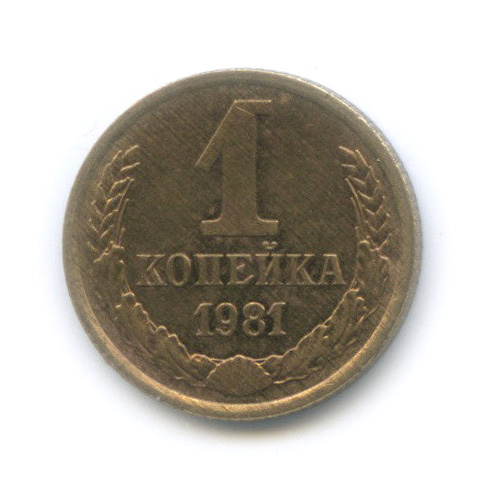 1 копейка 1981 — Редкий шт. 1.42, вторые колосья с короткими остями, Федорин-163