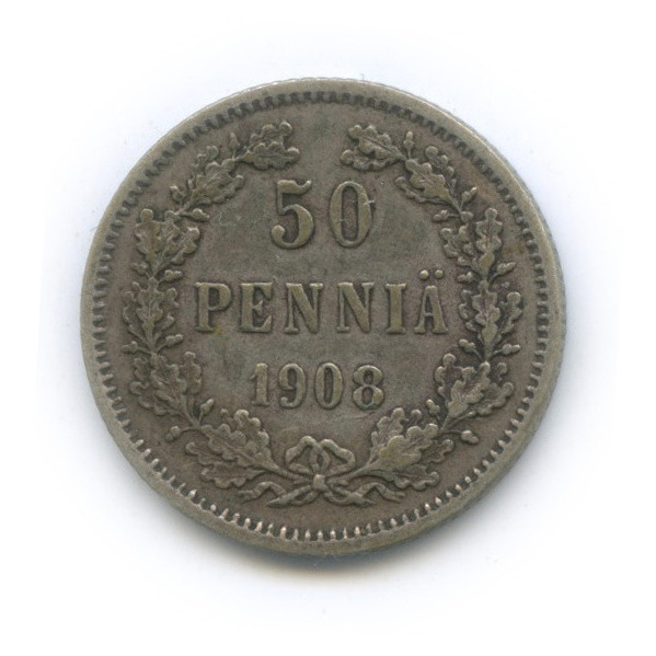 50 пенни 1908 L — Для Финляндии