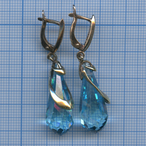 Серьги (позолота, 925 проба серебра, с камнями)