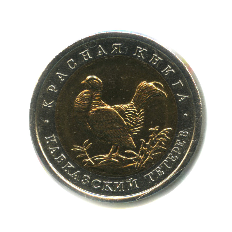 50 рублей 1993 ЛМД — Кавказский тетерев (в холдере)
