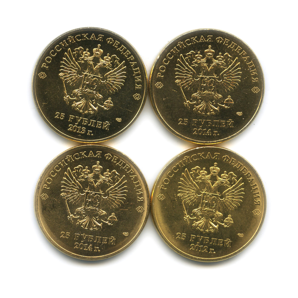 Позолоченные монеты Сочи 2014