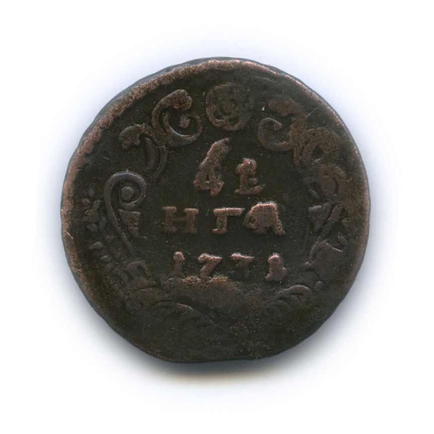Деньга 1731 — (½ копейки) - Орел 1730 г. Перечекан. Нет черты (Над годом нет черты)