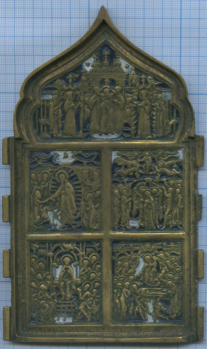 Створка складня средняя, 19 в., бронза, эмали
