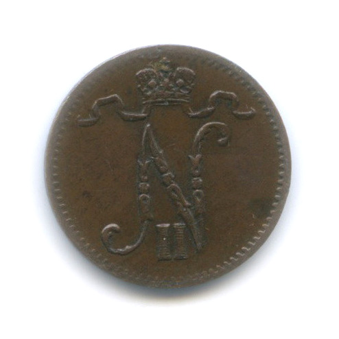 1 пенни 1916 — Для Финляндии. Вензель Николая II