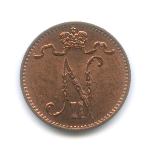 1 пенни 1909 — Для Финляндии. Вензель Николая II