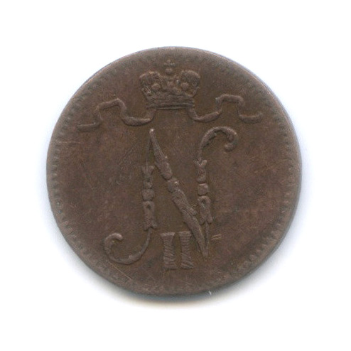 1 пенни 1907 — Для Финляндии. Вензель Николая II