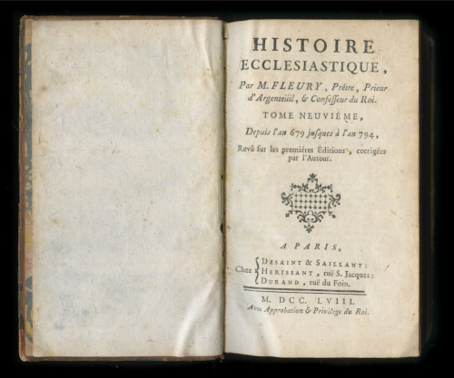 Книга «Церковная история», IX том, Париж, 552 стр 1758