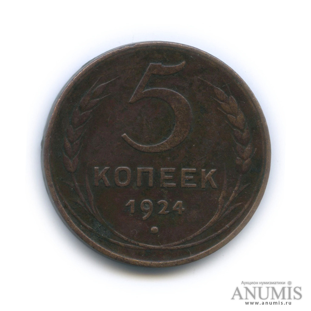 5 копеек 1924 — На Николаевском кружке