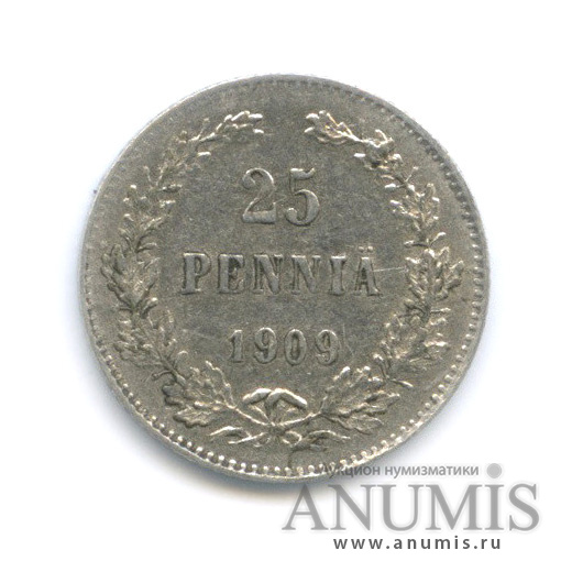 25 пенни 1909 L — Для Финляндии