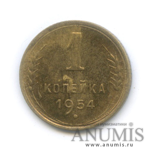1 копейка 1954 — Венок 16 лент
