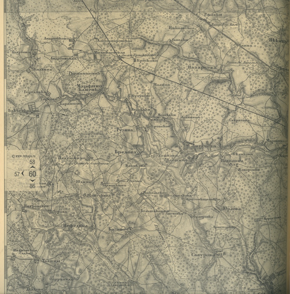 Карта 1860 года московской губернии