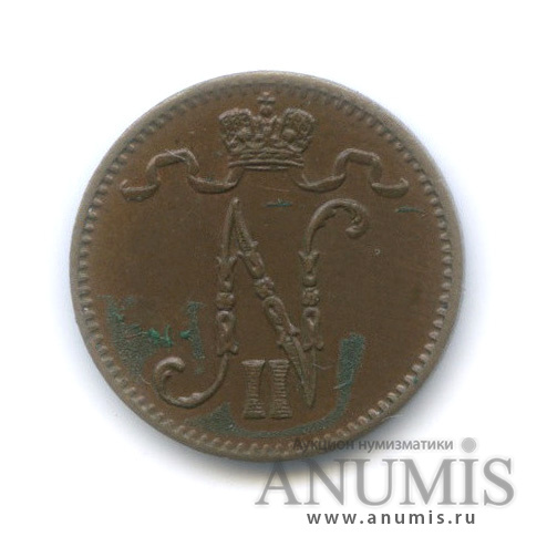 1 пенни 1913 — Для Финляндии. Вензель Николая II