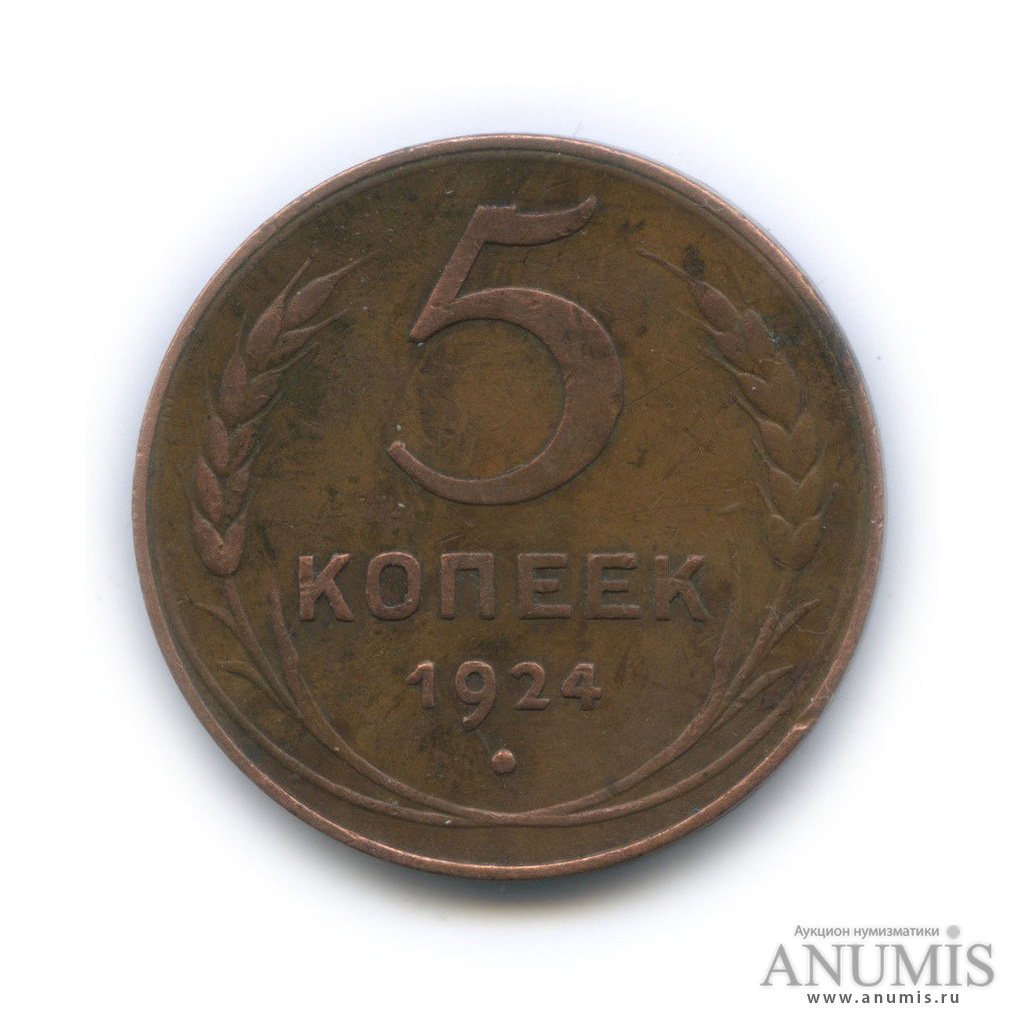 5 копеек 1924 — На Николаевском кружке