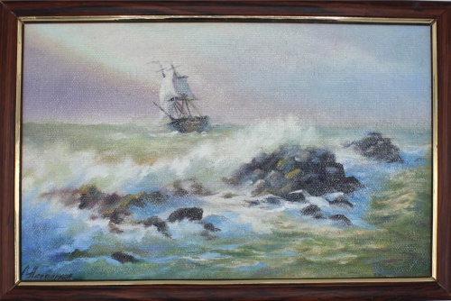 Картина «Прибой» (масло, холст на картоне 22×32 см)