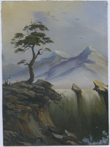 Картина «Водопад», масло, 12,5×17 см