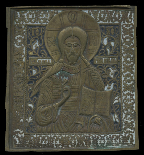 Складень — серединная часть «Спас Вседержитель» (эмаль), 12,9×14,3 см