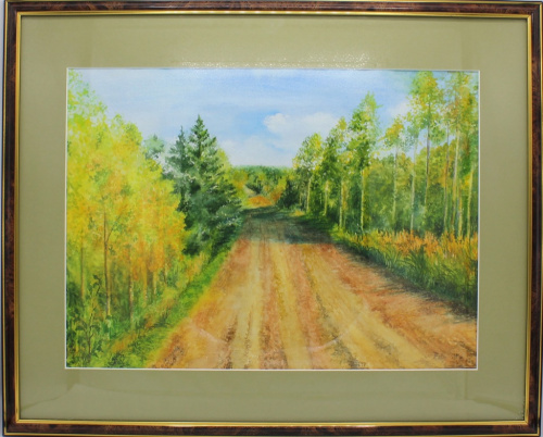 Картина «Осень, Карелия», акварель, акварельная бумага, паспарту, (50×40) см 2017