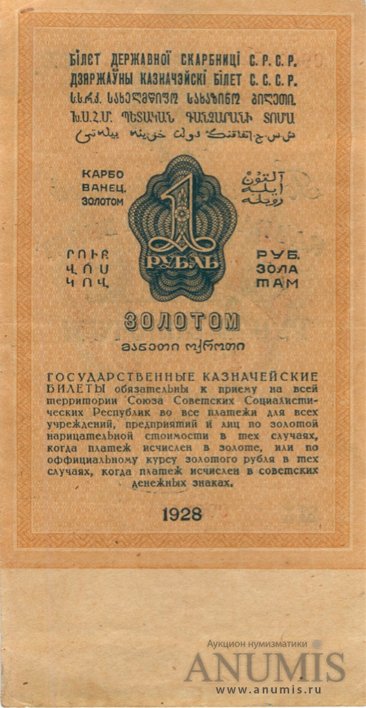 1 рубль золотом 1928 — Нарком фин. Брюханов (Отрезов)