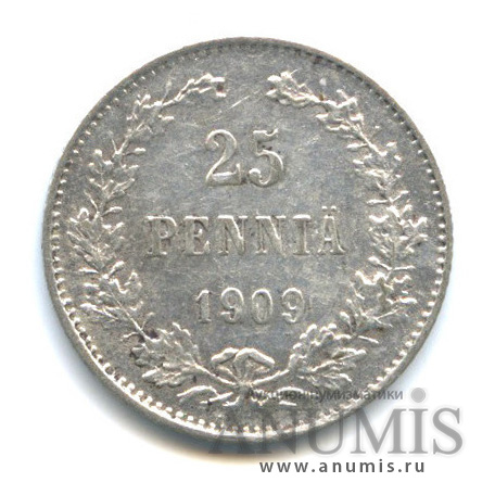 25 пенни 1909 L — Для Финляндии