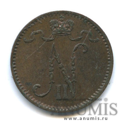 1 пенни 1900 — Для Финляндии. Вензель Николая II