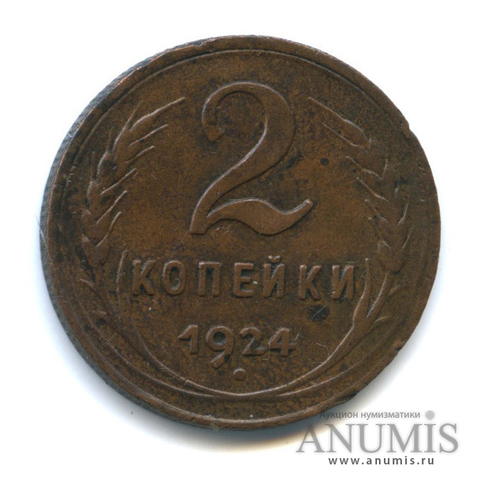 2 копейки 1924 — На Николаевском кружке, шт. 1.1Б - 2 узла