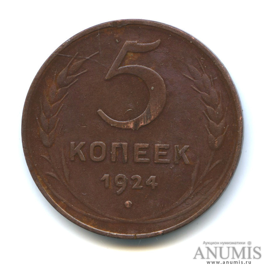5 копеек 1924 — На Николаевском кружке