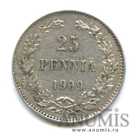 25 пенни 1909 L — Для Финляндии