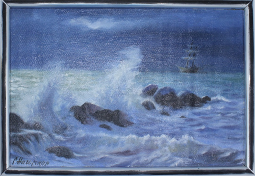 Картина «Шторм», 22×32 см, масло, холст (на картоне)