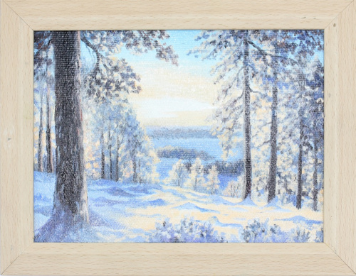 Картина «Зимний вечер», 22×18 см, масло, холст на картоне