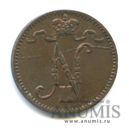 1 пенни 1913 — Для Финляндии. Вензель Николая II